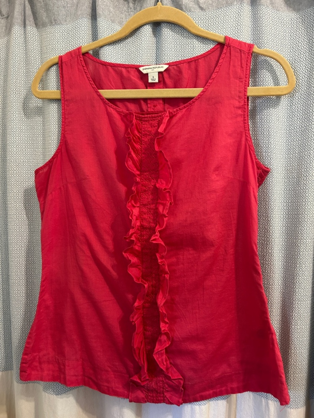 Banana Republic Hot Pink Ruffle-Front Sleeveless Top